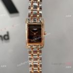 Copy Longines DolceVita Quartz Black lacquered 2-Tone Rose Gold 32x21mm